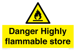 Danger Highly flammable store sign
